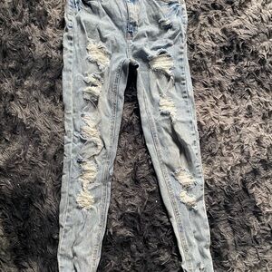 Tinseltown Light Blue Distressed Skinny Jeans
